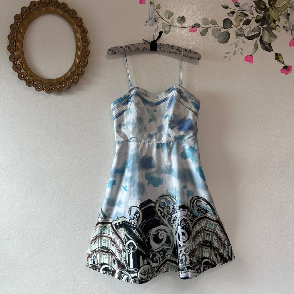 Moulinette Soeurs Skyward Paris City Print Dress, Pin-up, Size 12